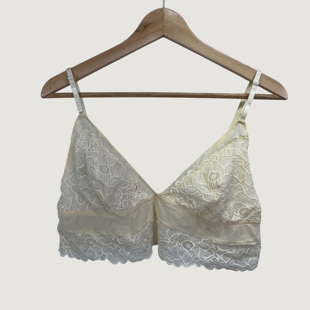 Curve Muse Lace Bralette XXXL Yellow Floral Wireless Coquette Soft Girl Dainty‎